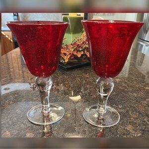 Artland - Iris Ruby Red Bubble Wine Goblets (Pair)
